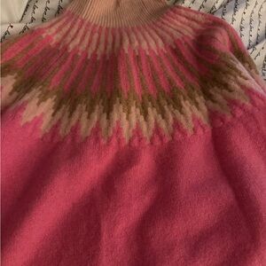 J. Crew Pink and Brown Cowl Neck Sweater